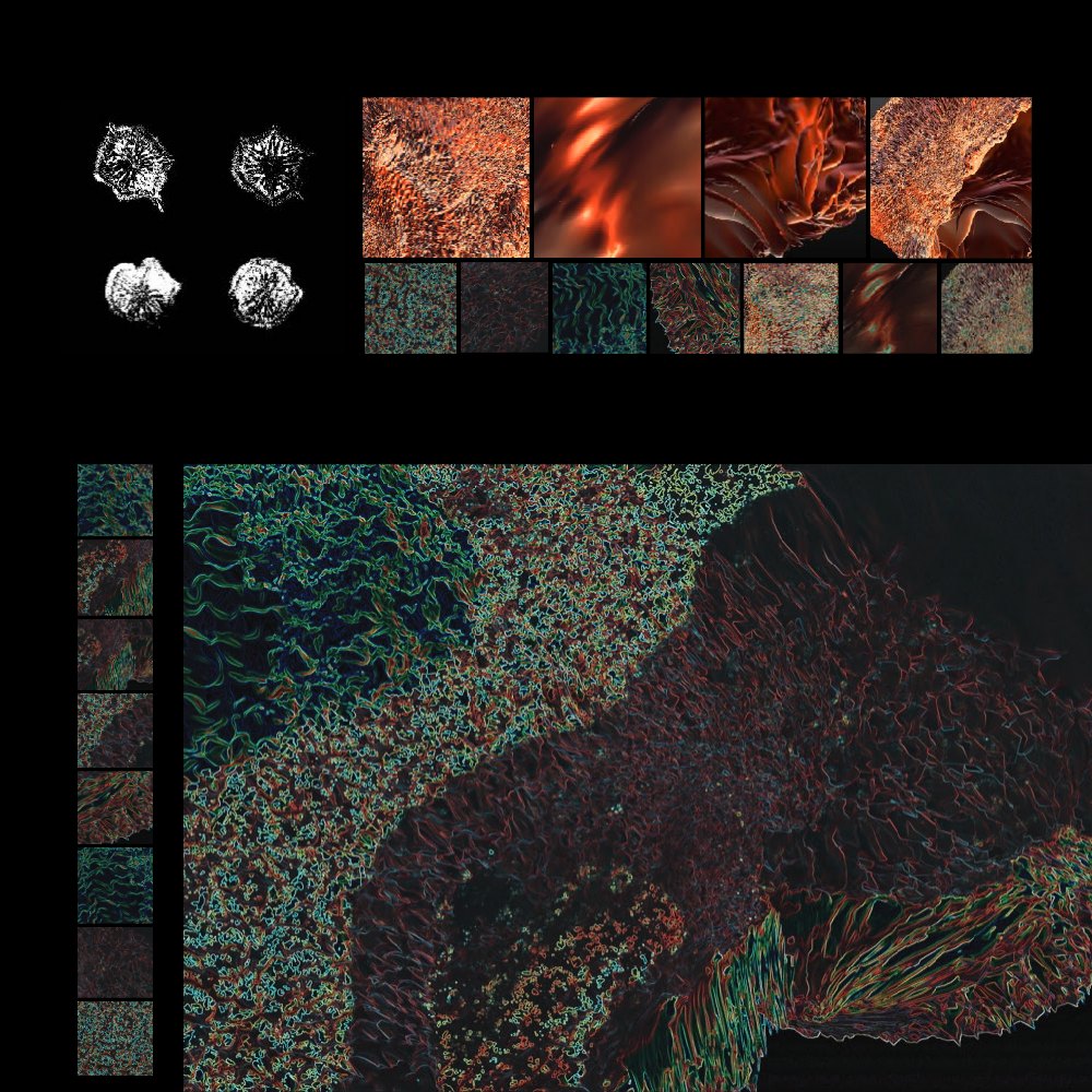 A library of textured surfaces in warm and cool colours