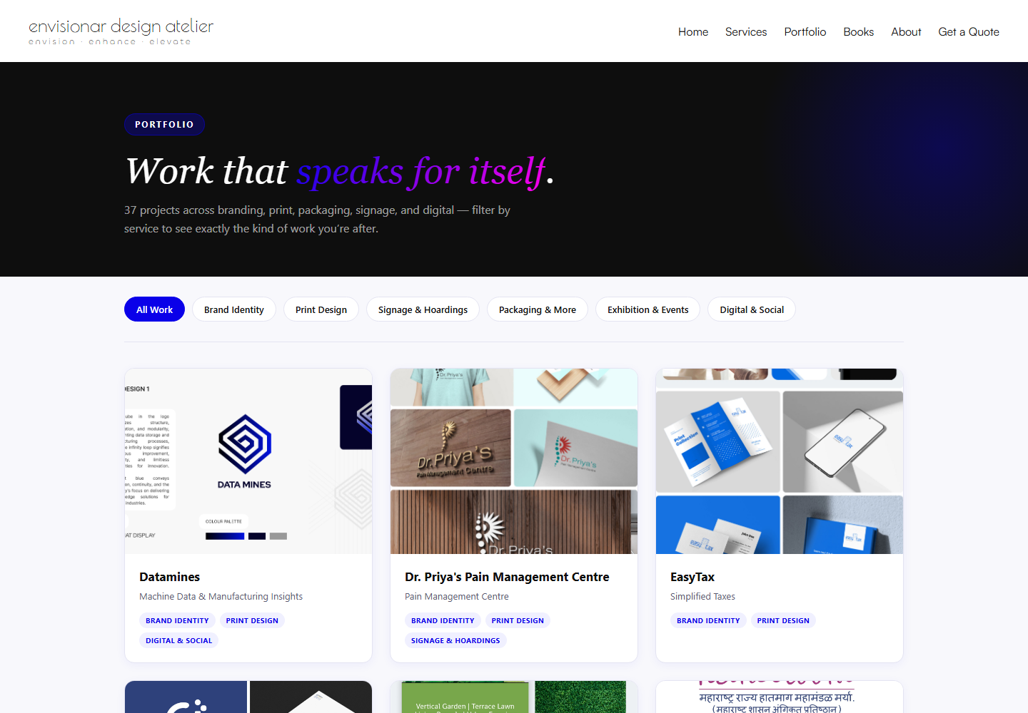 Envisionar portfolio page
