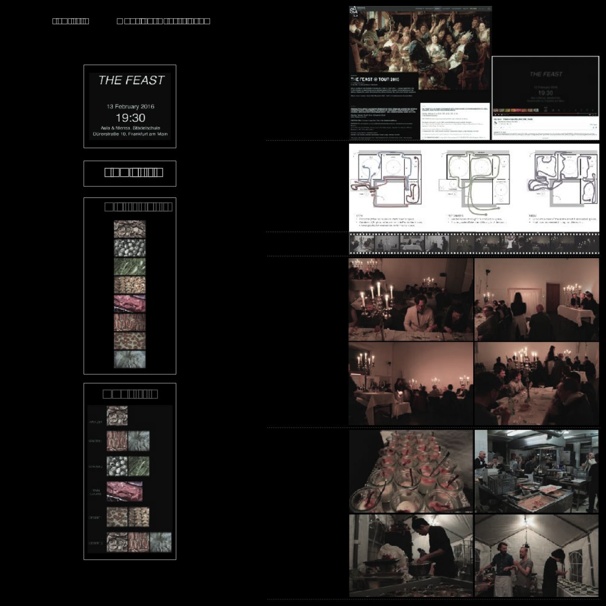 Overview of The Feast: event, notes, drawings and menu
