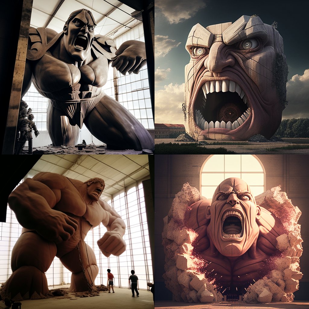 Four variations of giants, apes and colossal figures
